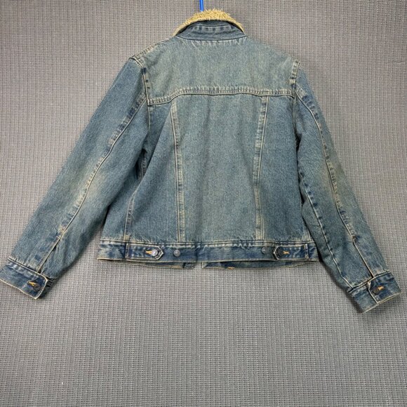 GAP Vintage 2002 Women's Size Medium Faux Fur Sherpa Lined Denim Jean Jacket - Picture 9 of 9